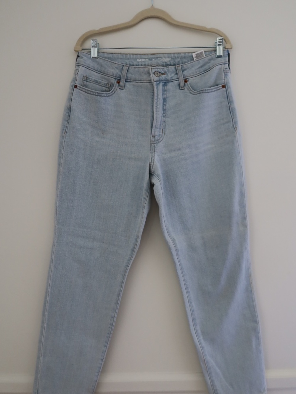 Womens Jeans High Rise Straight Size 10 Light Wash